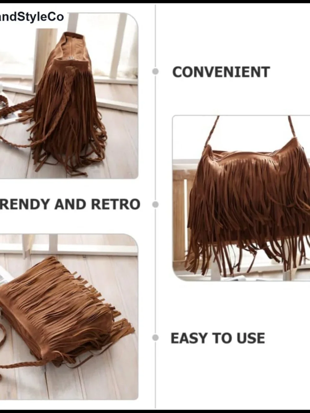 Fringe Purse for Women Tassel Crossbody Shoulder Bag Boho Messenger Suede-Like